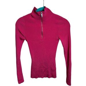 & Other Stories women’s pink ribbed quarter zip shirt size small preppy Barbie
